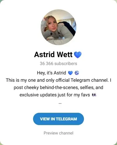 Aperçu du canal Telegram Astrid Wett