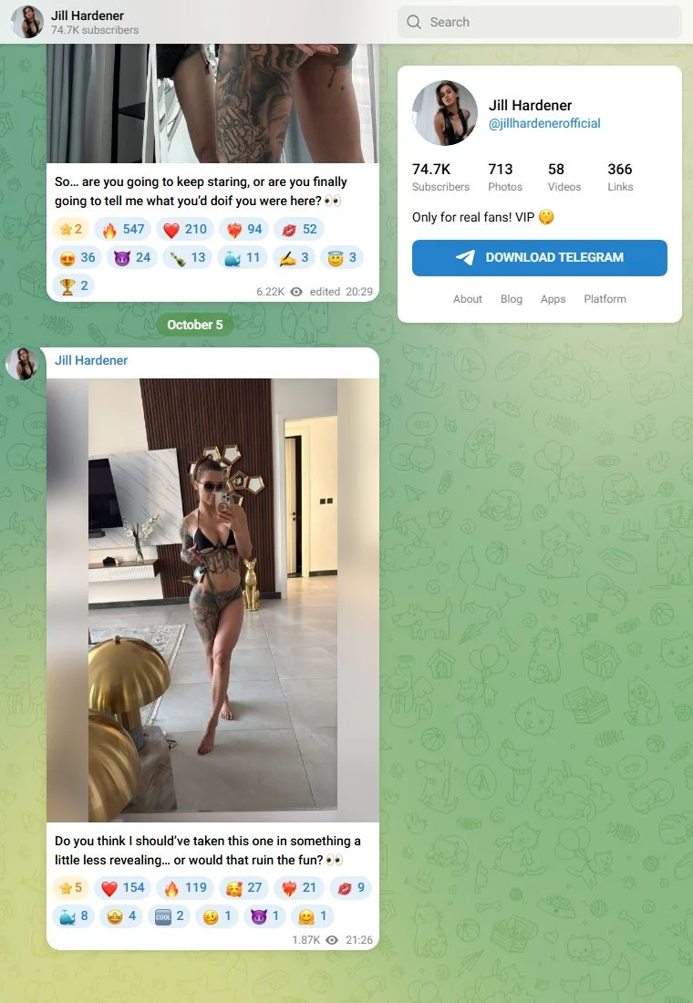 Aperçu du canal Telegram Jill Hardener