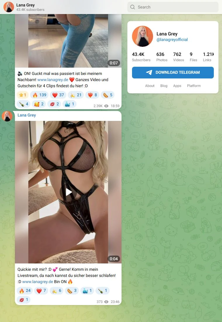 Aperçu du canal Telegram Lana Grey