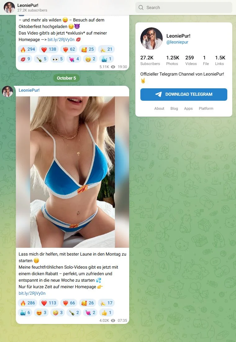 Aperçu du canal Telegram LeoniePur!