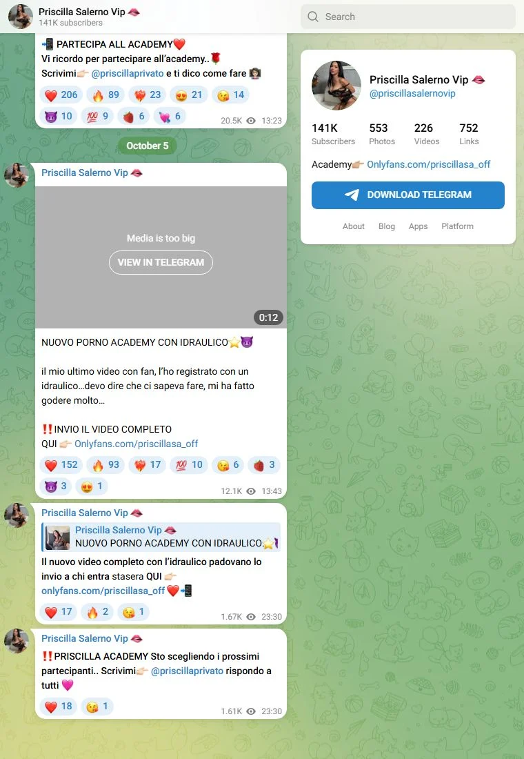 Aperçu du canal Telegram Priscilla Salerno