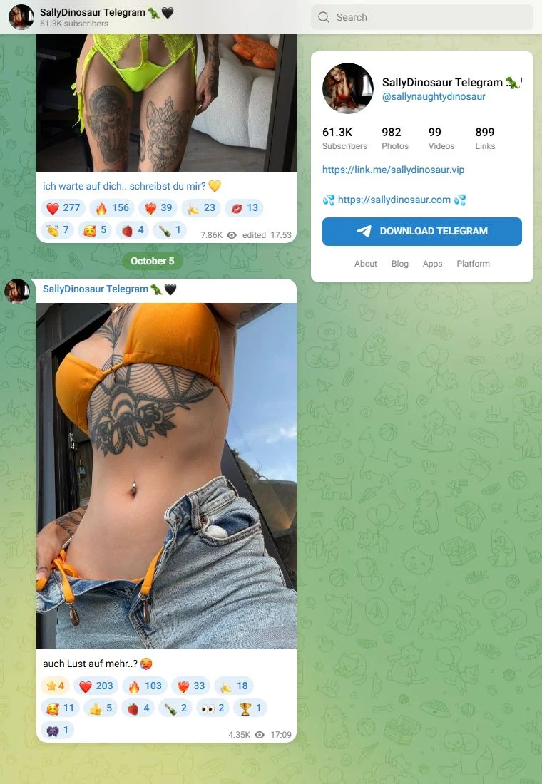 Aperçu du canal Telegram Sally Dinosaur