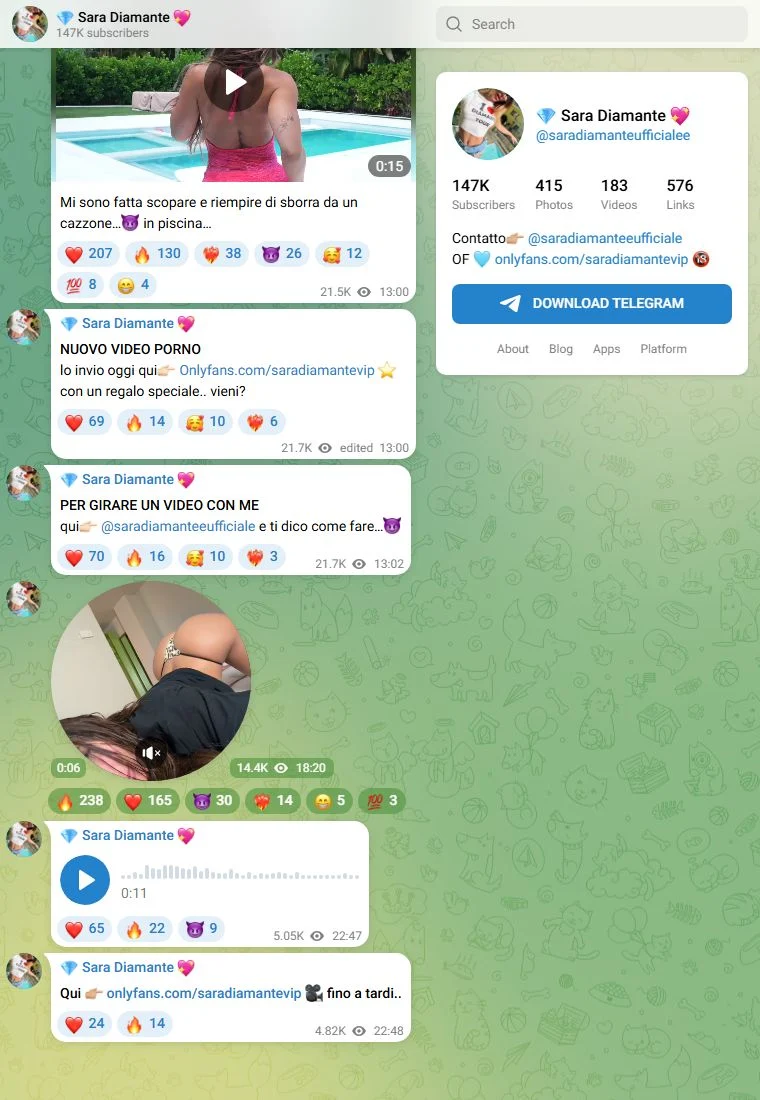 Aperçu du canal Telegram Sara Diamante